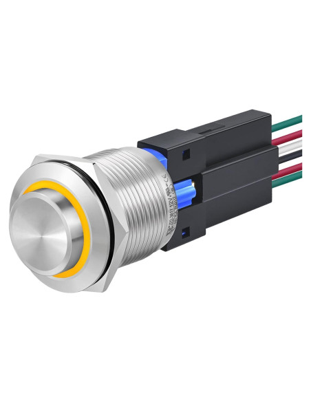 Interruptor Pulsador 22mm ZJWZJH IP67 Acero Inoxidable LED Amarillo Interruptor Pulsador 22mm ZJWZJH IP67 Acero Inoxidable LED Amarillo