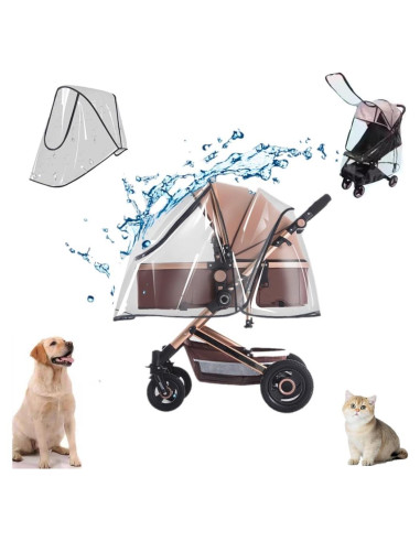Cubierta de Lluvia para Carrito de Mascotas EVA - Plegable y Transparente