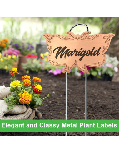 Etiquetas de Jardín de Metal TCYPUHL 25 Piezas Mariposa Dorada