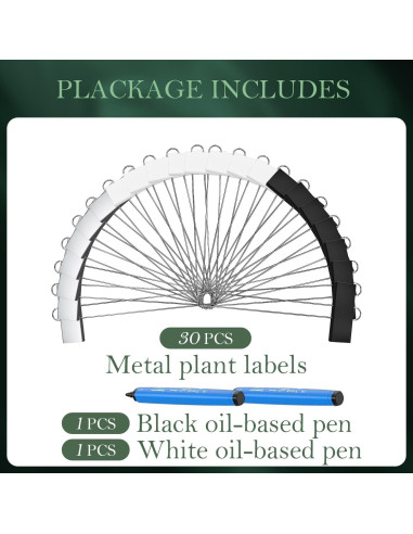 30 Etiquetas de Metal para Plantas Cureder - Impermeables