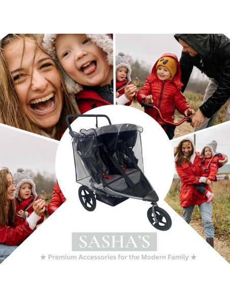 Funda para Lluvia SASHA para Cochecito Doble Jogging Bob Duallie Funda para Lluvia SASHA para Cochecito Doble Jogging Bob Duallie