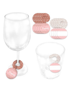 Etiquetas de Bebida Grad Rosa Dorado - Set de 24 para Graduación