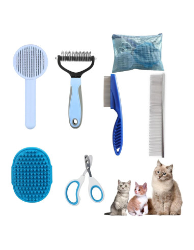 Kit de Acicalamiento para Gatos POSAPET 6 Herramientas Azul