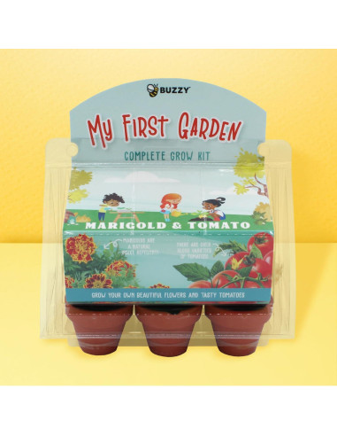 Kit de Cultivo de Semillas Buzzy - 6 Macetas Mini para Tomate Cherry y Caléndula