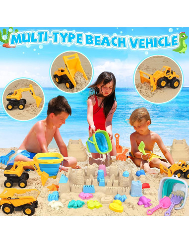 Juego de Juguetes de Playa FHOZGECY 35 Piezas con Vehículos