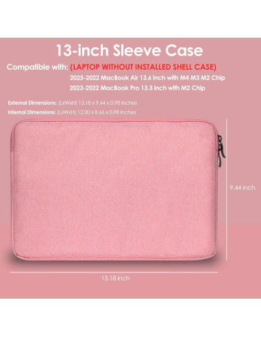 ProElife Funda para Laptop 13.6" Rosa Resistente al Agua