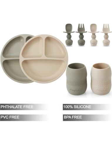 Conjunto de Alimentación Silicona PandaEar 8 Piezas Bebés