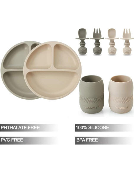 Conjunto de Alimentación Silicona PandaEar 8 Piezas Bebés Conjunto de Alimentación Silicona PandaEar 8 Piezas Bebés