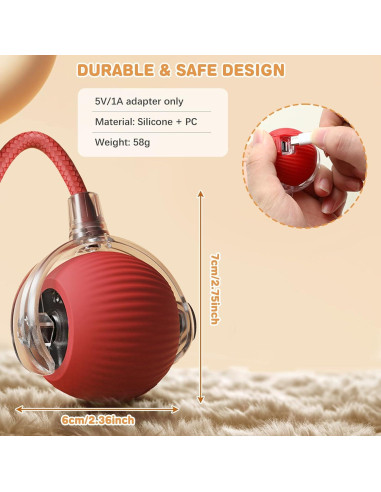 Juguete Interactivo para Gatos NONENDU Rojo 360 Recargable