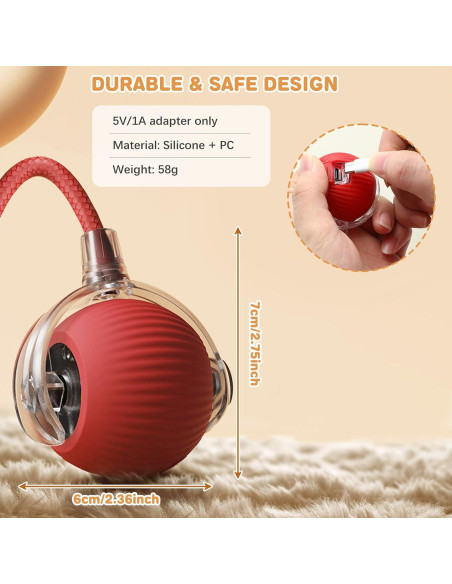 Juguete Interactivo para Gatos NONENDU Rojo 360 Recargable Juguete Interactivo para Gatos NONENDU Rojo 360 Recargable