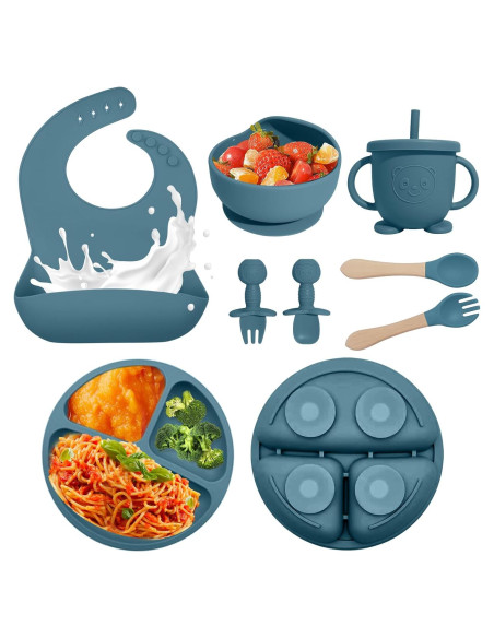 Set de Alimentación para Bebés Catvegue 8 Piezas Silicona BPA Free Set de Alimentación para Bebés Catvegue 8 Piezas Silicona BPA Free