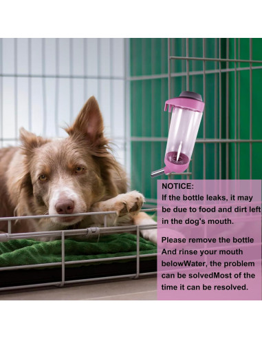 Botella de Agua para Perros DEEUCHIS 350ML Rosa Sin Goteo
