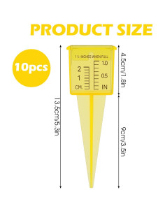 Paquete de 10 Pluviómetros Amarillos 13.5 cm para Jardín 2