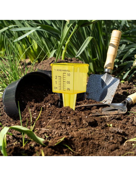 Paquete de 10 Pluviómetros Amarillos 13.5 cm para Jardín Paquete de 10 Pluviómetros Amarillos 13.5 cm para Jardín