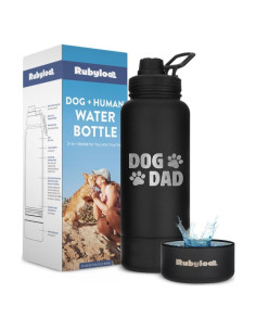 Botella de Agua Acero Inoxidable 32 oz Papá Perro con Tazón