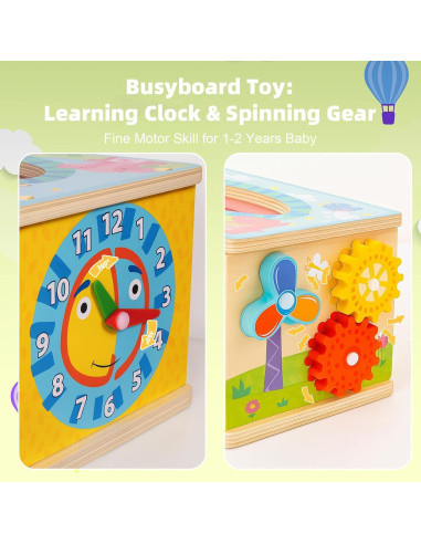 Cubo de Actividades Montessori 6 en 1 de Madera - 0.79 kg