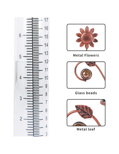 Medidor de Lluvia Topadorn de Metal y Vidrio 17 cm Fácil Lectura
