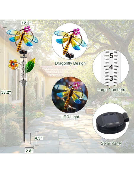 Medidor de Lluvia Solar Pearlstar Libélula 0.68kg Decorativo Medidor de Lluvia Solar Pearlstar Libélula 0.68kg Decorativo
