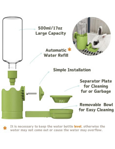Botella de Agua Automática para Mascotas Kassiva 500ml Verde 2