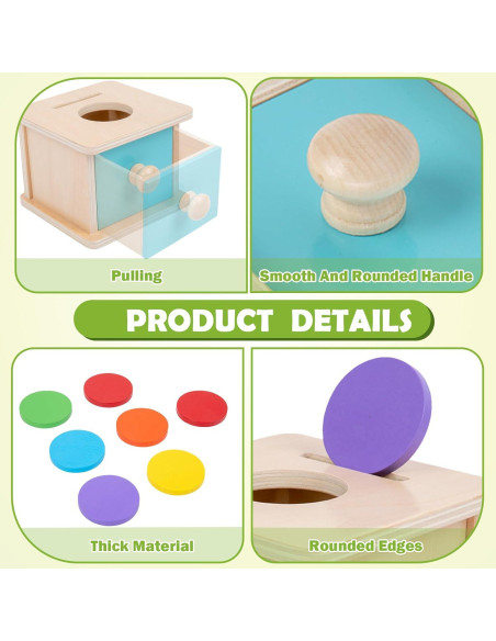 Caja de Monedas Montessori Adena 2 en 1 para Bebés 6-24 Meses Caja de Monedas Montessori Adena 2 en 1 para Bebés 6-24 Meses