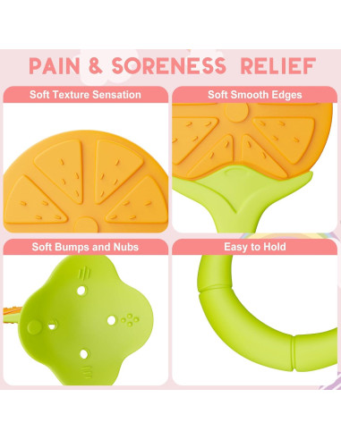 Set de 6 Mordedores de Silicona para Bebés - Frutas Coloridas