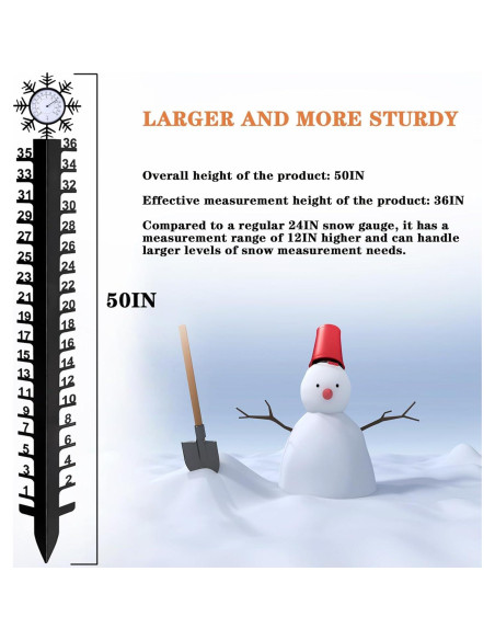 Medidor de Nieve JMBay 91.44 cm con Termómetro para Jardín Medidor de Nieve JMBay 91.44 cm con Termómetro para Jardín