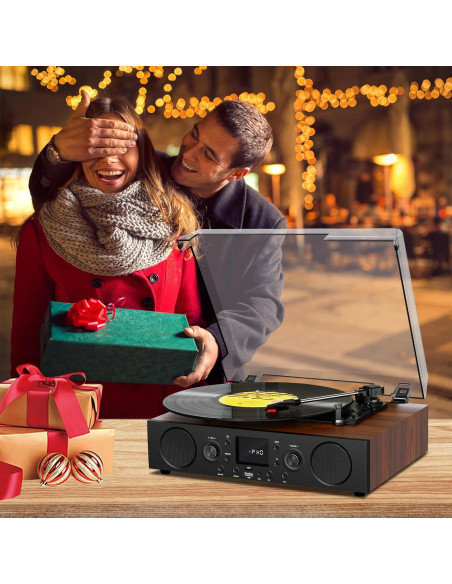 Tocadiscos Vintage JUNGLE MONSTER TE-103BN 3 Velocidades Bluetooth Tocadiscos Vintage JUNGLE MONSTER TE-103BN 3 Velocidades Bluetooth