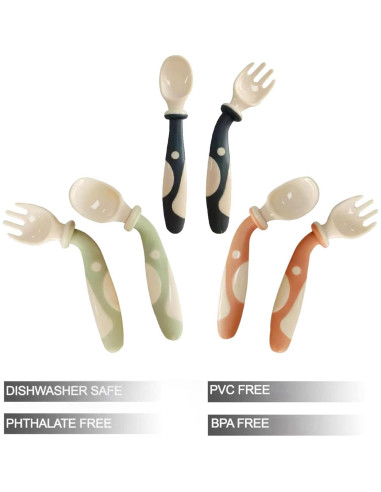 Juego de Cucharas y Tenedores PandaEar para Bebés - 6 Piezas