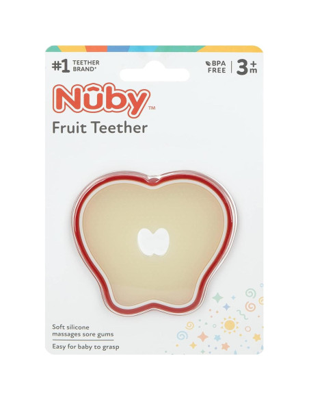 Mordedor de Fruta Nuby 100% Silicona Manzana 3M+ Mordedor de Fruta Nuby 100% Silicona Manzana 3M+