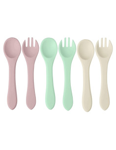 Juego de Cucharas y Tenedores de Silicona PandaEar - 6 Piezas