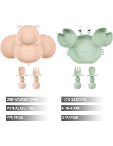 Platos de Succión de Silicona PandaEar para Niños - 2 Unidades