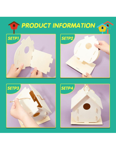 Kit de Casa para Aves Deekin - 21 Piezas DIY con Pintura