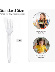 Tenedores de Plástico Pesado VITEVER Transparentes 300 Unidades 2