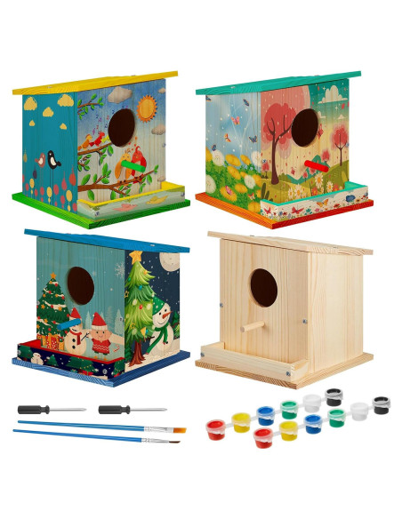 Kit de Casa para Aves de Madera Liliful - 4 Piezas DIY Kit de Casa para Aves de Madera Liliful - 4 Piezas DIY