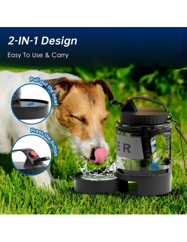 Botella de Agua Portátil para Perros PETDOTT 2.28L - Negra