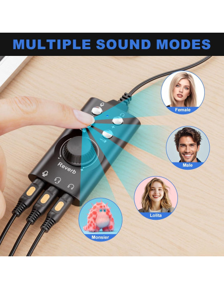 Cambiador de Voz Facmogu 7.1 Surround USB Type-C para PS4/PS5 Cambiador de Voz Facmogu 7.1 Surround USB Type-C para PS4/PS5