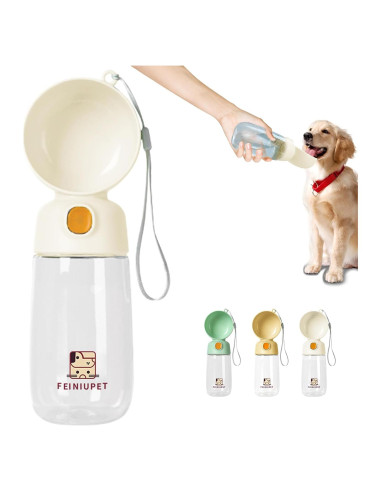 Botella de Agua Portátil para Perros FEINIUPET 565ml Blanca