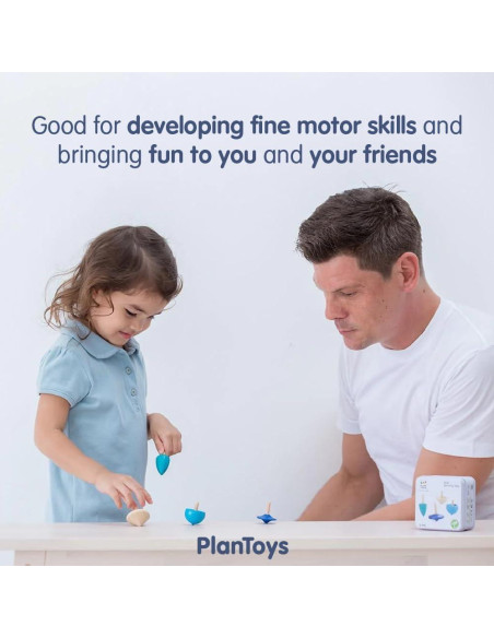 Trompos de Madera PlanToys - Conjunto de 4 Piezas Ecológicas Trompos de Madera PlanToys - Conjunto de 4 Piezas Ecológicas