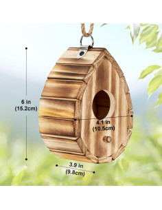 Casa de Colibrí NATUREYLWL de Madera Natural 15.2x10.4x9.9cm 2