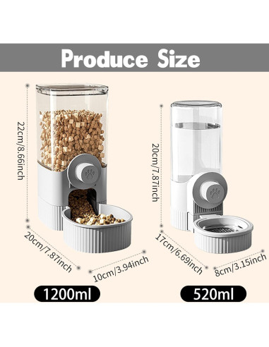 Dispensador Automático de Comida y Agua YumSur 41Oz Gris