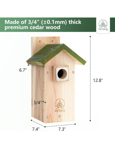 Casa para pájaros de cedro ReTang con ventana y guardia
