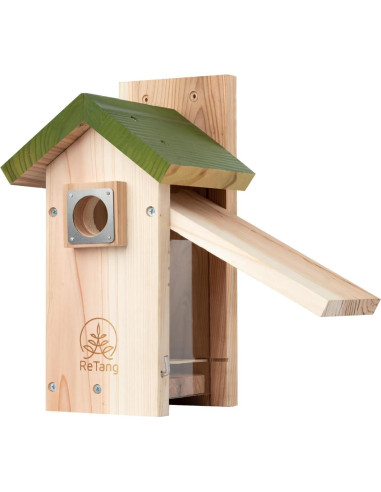 Casa para pájaros de cedro ReTang con ventana y guardia