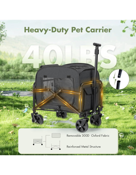 Transportín Extra Grande para Mascotas Lekereise Negro - Plegable y Ventilado Transportín Extra Grande para Mascotas Lekereise Negro - Plegable y Ventilado
