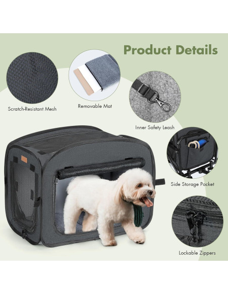 Transportín Extra Grande para Mascotas Lekereise Negro - Plegable y Ventilado Transportín Extra Grande para Mascotas Lekereise Negro - Plegable y Ventilado