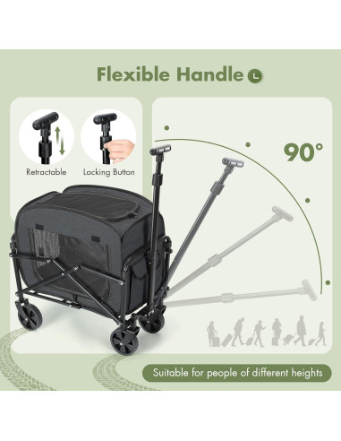 Transportín Extra Grande para Mascotas Lekereise Negro - Plegable y Ventilado