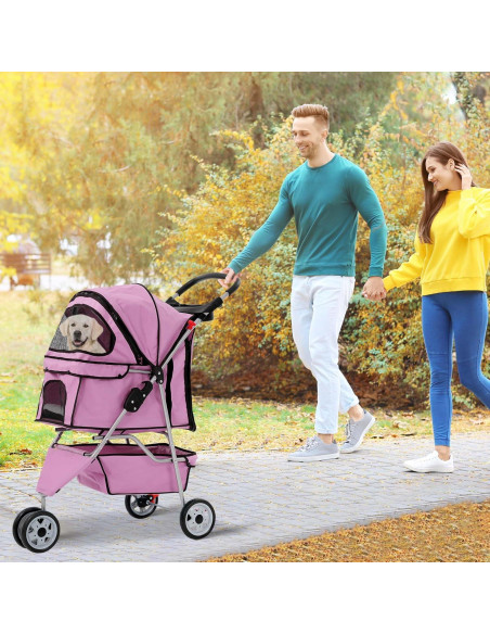 Carrito para Mascotas Ckofgdsue Rosa 3 Ruedas Plegable 13.6 kg Carrito para Mascotas Ckofgdsue Rosa 3 Ruedas Plegable 13.6 kg