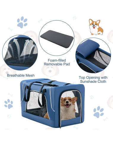 Carrito Doble para Mascotas PETSITE Azul 3-en-1 Plegable