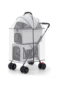 Carrito Doble para Mascotas K ERATISNIK Gris 4 en 1 Plegable