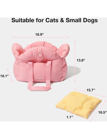 Asiento de Coche para Perros VETRESKA Rosa 48x48 cm Asiento de Coche para Perros VETRESKA Rosa 48x48 cm