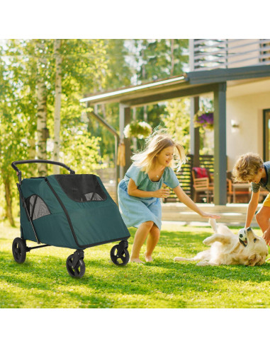 Carrito Plegable para Perros Sejone Verde Oscuro 11kg
